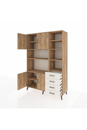 Hyperion Dolap 9 Raflı 4 Çekmeceli 4 Kapaklı 132x44x195 Çam-Çam/Aytaşı