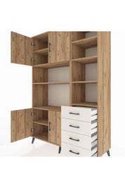 Hyperion Dolap 9 Raflı 4 Çekmeceli 4 Kapaklı 132x44x195 Çam-Çam/Aytaşı