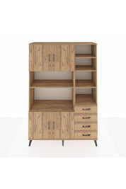 Hyperion Dolap 9 Raflı 4 Çekmeceli 4 Kapaklı 132x44x195 Çam-Çam/Çam