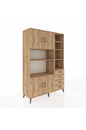 Hyperion Dolap 9 Raflı 4 Çekmeceli 4 Kapaklı 132x44x195 Çam-Çam/Çam