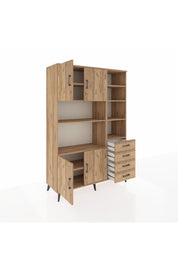 Hyperion Dolap 9 Raflı 4 Çekmeceli 4 Kapaklı 132x44x195 Çam-Çam/Çam