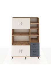 Hyperion Dolap 9 Raflı 4 Çekmeceli 4 Kapaklı 132x44x195 Çam-Aytaşı/Antrasit