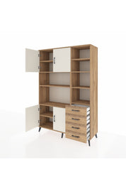 Hyperion Dolap 9 Raflı 4 Çekmeceli 4 Kapaklı 132x44x195 Çam-Aytaşı/Çam