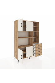 Hyperion Dolap 9 Raflı 4 Çekmeceli 4 Kapaklı 132x44x195 Çam-Aytaşı/Çam