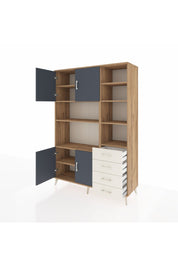 Hyperion Dolap 9 Raflı 4 Çekmeceli 4 Kapaklı 132x44x195 Çam-Antrasit/Aytaşı