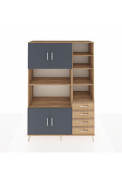 Hyperion Dolap 9 Raflı 4 Çekmeceli 4 Kapaklı 132x44x195 Çam-Antrasit/Çam