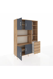 Hyperion Dolap 9 Raflı 4 Çekmeceli 4 Kapaklı 132x44x195 Çam-Antrasit/Çam