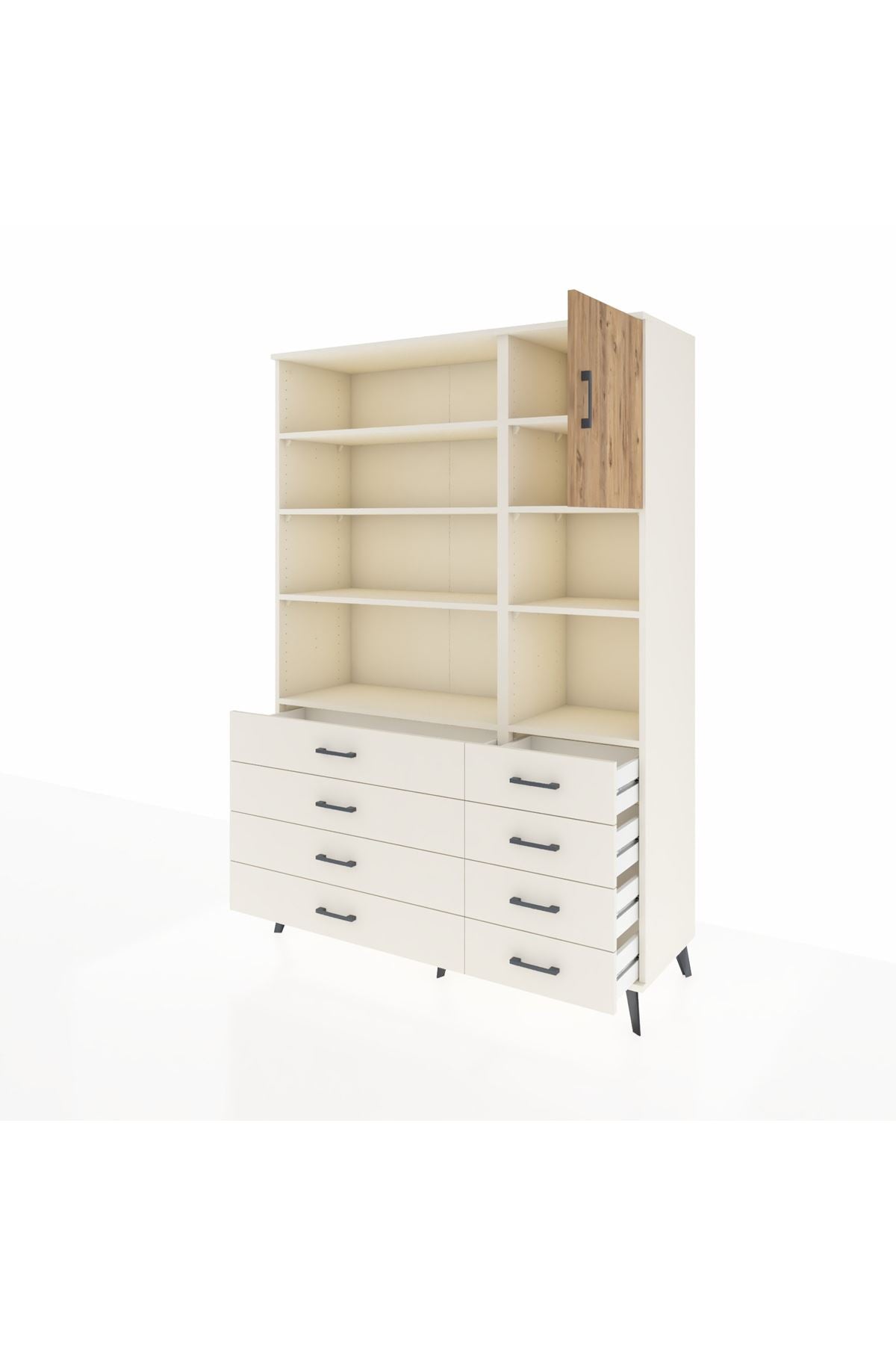 Hyperion Dolap 8 Raflı 8 Çekmeceli Tek Kapaklı  132x44x195 Aytaşı-Çam/Aytaşı