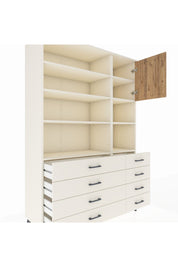 Hyperion Dolap 8 Raflı 8 Çekmeceli Tek Kapaklı  132x44x195 Aytaşı-Çam/Aytaşı