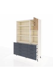Hyperion Dolap 8 Raflı 8 Çekmeceli Tek Kapaklı  132x44x195 Aytaşı-Çam/Antrasit
