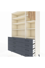 Hyperion Dolap 8 Raflı 8 Çekmeceli Tek Kapaklı  132x44x195 Aytaşı-Çam/Antrasit