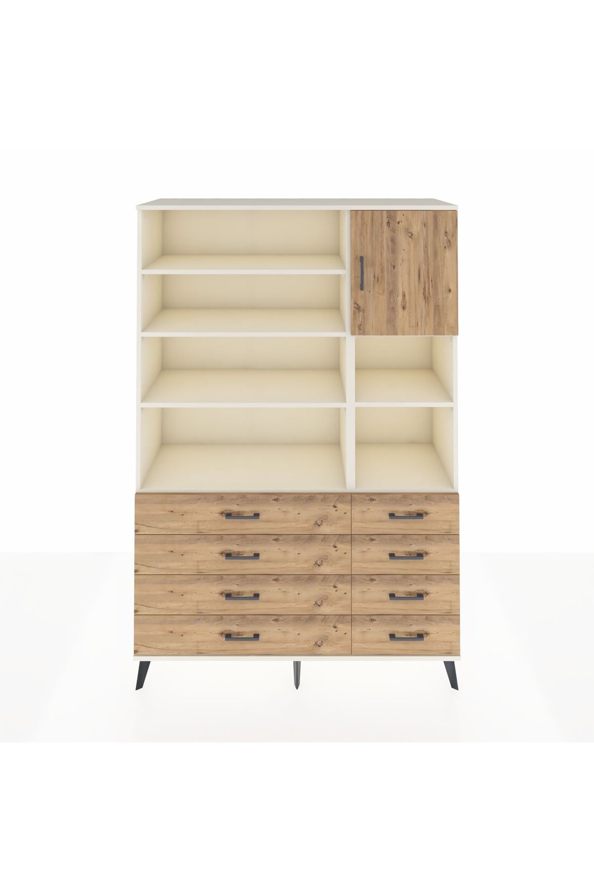 Hyperion Dolap 8 Raflı 8 Çekmeceli Tek Kapaklı  132x44x195 Aytaşı-Çam/Çam