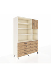 Hyperion Dolap 8 Raflı 8 Çekmeceli Tek Kapaklı  132x44x195 Aytaşı-Çam/Çam