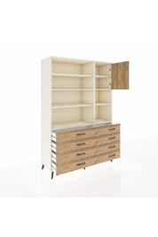 Hyperion Dolap 8 Raflı 8 Çekmeceli Tek Kapaklı  132x44x195 Aytaşı-Çam/Çam