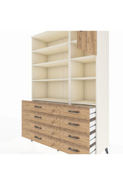 Hyperion Dolap 8 Raflı 8 Çekmeceli Tek Kapaklı  132x44x195 Aytaşı-Çam/Çam