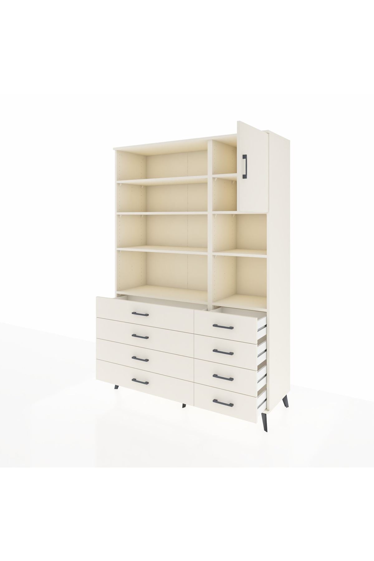 Hyperion Dolap 8 Raflı 8 Çekmeceli Tek Kapaklı  132x44x195 Aytaşı-Aytaşı/Aytaşı