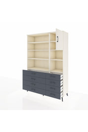 Hyperion Dolap 8 Raflı 8 Çekmeceli Tek Kapaklı  132x44x195 Aytaşı-Aytaşı/Antrasit