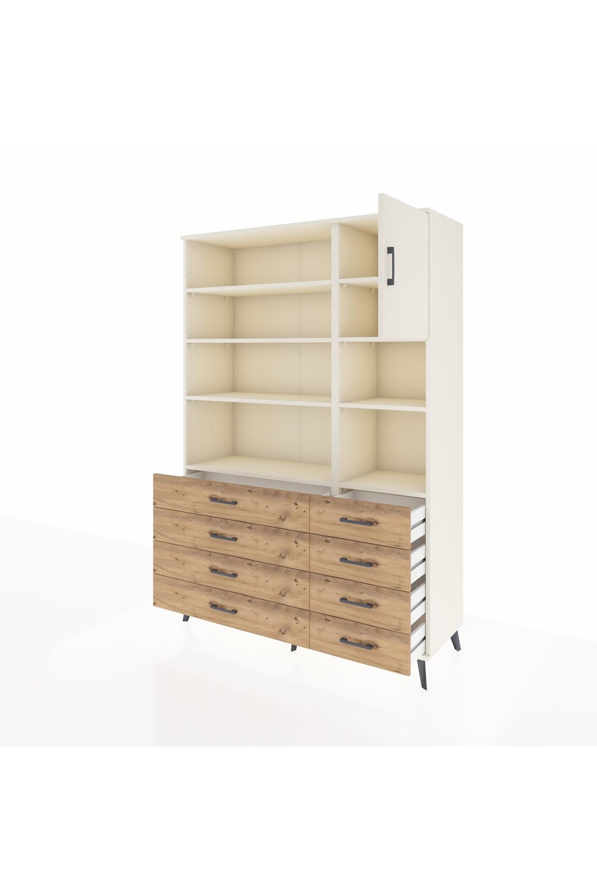 Hyperion Dolap 8 Raflı 8 Çekmeceli Tek Kapaklı  132x44x195 Aytaşı-Aytaşı/Çam