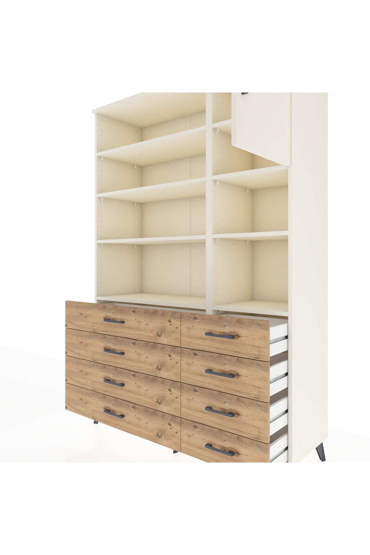 Hyperion Dolap 8 Raflı 8 Çekmeceli Tek Kapaklı  132x44x195 Aytaşı-Aytaşı/Çam