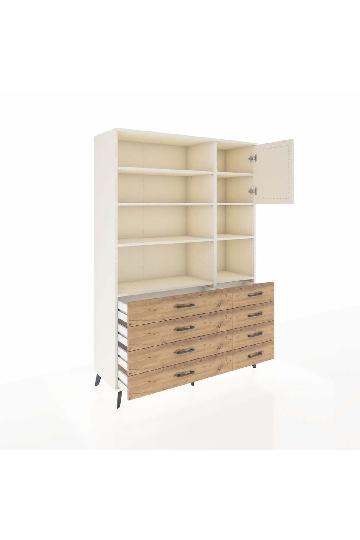 Hyperion Dolap 8 Raflı 8 Çekmeceli Tek Kapaklı  132x44x195 Aytaşı-Aytaşı/Çam