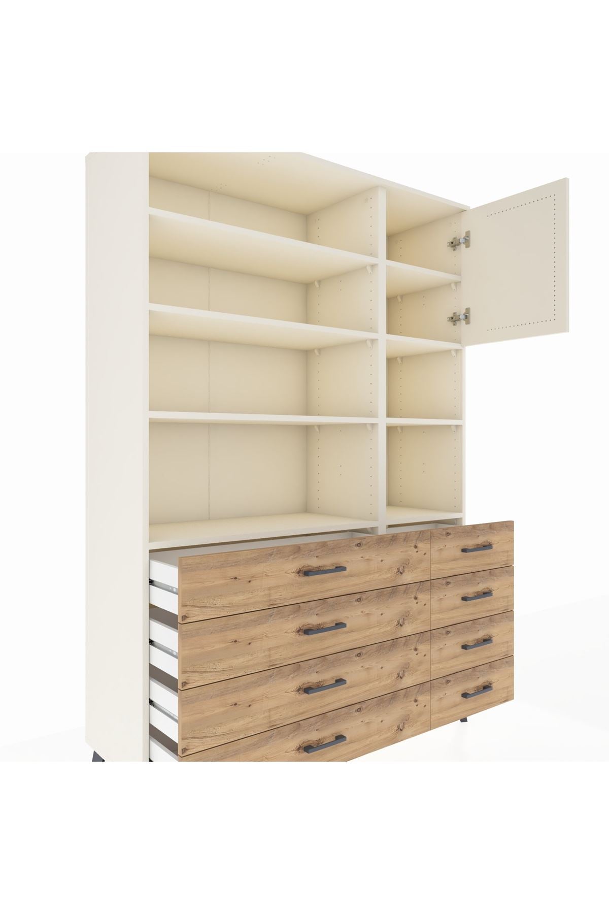 Hyperion Dolap 8 Raflı 8 Çekmeceli Tek Kapaklı  132x44x195 Aytaşı-Aytaşı/Çam