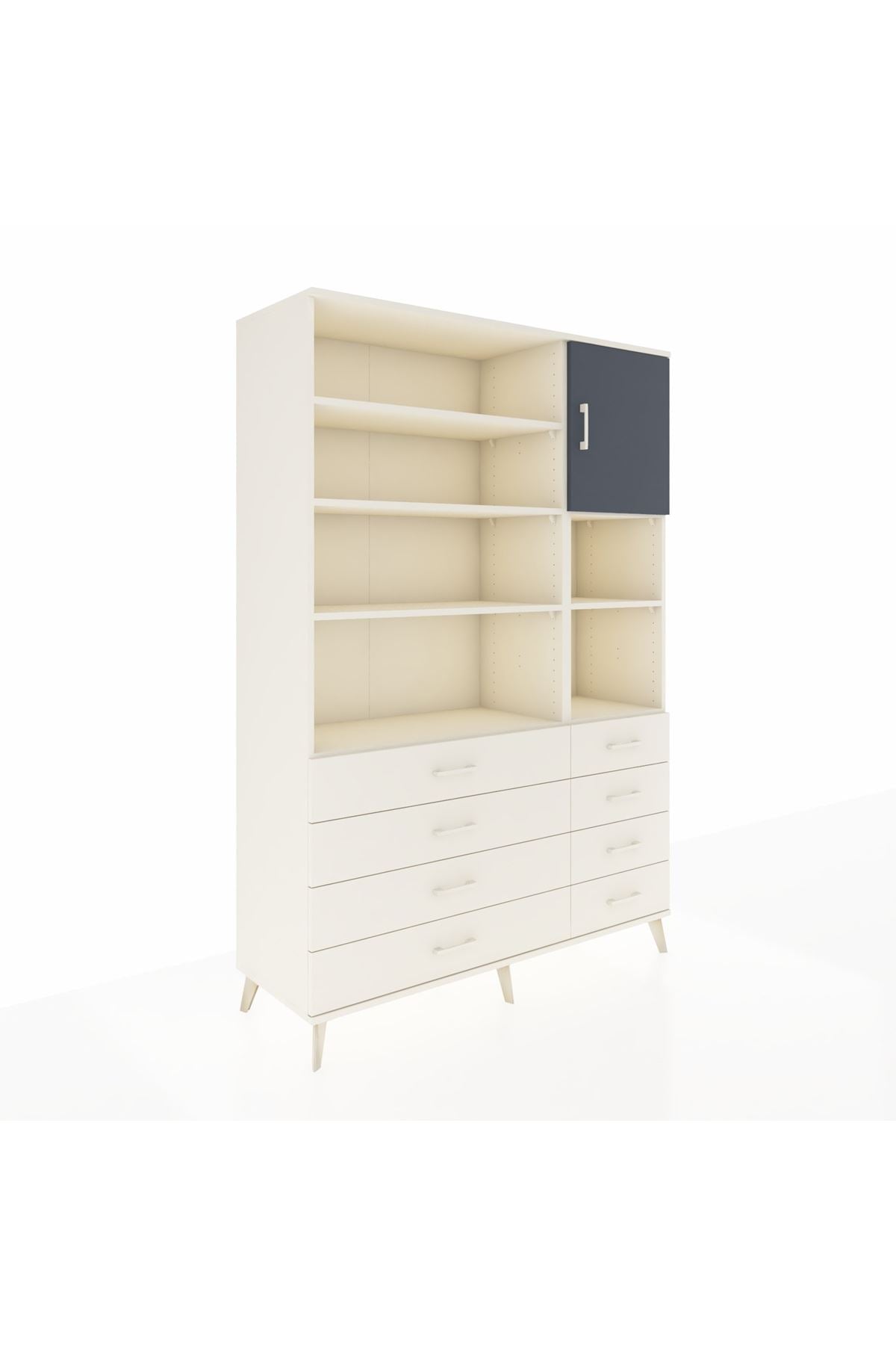 Hyperion Dolap 8 Raflı 8 Çekmeceli Tek Kapaklı  132x44x195 Aytaşı-Antrasit/Aytaşı