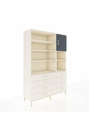 Hyperion Dolap 8 Raflı 8 Çekmeceli Tek Kapaklı  132x44x195 Aytaşı-Antrasit/Aytaşı