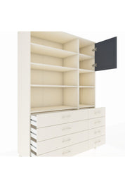 Hyperion Dolap 8 Raflı 8 Çekmeceli Tek Kapaklı  132x44x195 Aytaşı-Antrasit/Aytaşı