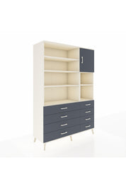 Hyperion Dolap 8 Raflı 8 Çekmeceli Tek Kapaklı  132x44x195 Aytaşı-Antrasit/Antrasit