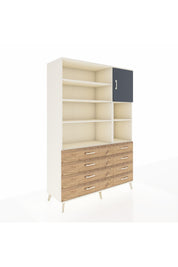 Hyperion Dolap 8 Raflı 8 Çekmeceli Tek Kapaklı  132x44x195 Aytaşı-Antrasit/Çam