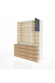 Hyperion Dolap 8 Raflı 8 Çekmeceli Tek Kapaklı  132x44x195 Aytaşı-Antrasit/Çam