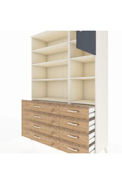 Hyperion Dolap 8 Raflı 8 Çekmeceli Tek Kapaklı  132x44x195 Aytaşı-Antrasit/Çam