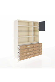 Hyperion Dolap 8 Raflı 8 Çekmeceli Tek Kapaklı  132x44x195 Aytaşı-Antrasit/Çam