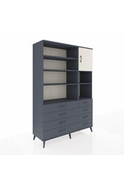 Hyperion Dolap 8 Raflı 8 Çekmeceli Tek Kapaklı  132x44x195 Antrasit-Aytaşı/Antrasit