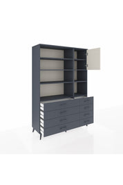 Hyperion Dolap 8 Raflı 8 Çekmeceli Tek Kapaklı  132x44x195 Antrasit-Aytaşı/Antrasit