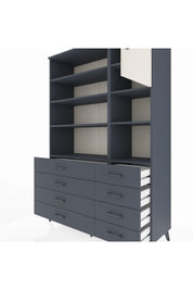 Hyperion Dolap 8 Raflı 8 Çekmeceli Tek Kapaklı  132x44x195 Antrasit-Aytaşı/Antrasit