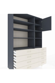 Hyperion Dolap 8 Raflı 8 Çekmeceli Tek Kapaklı  132x44x195 Antrasit-Antrasit/Aytaşı