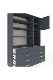 Hyperion Dolap 8 Raflı 8 Çekmeceli Tek Kapaklı  132x44x195 Antrasit-Antrasit/Antrasit