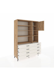 Hyperion Dolap 8 Raflı 8 Çekmeceli Tek Kapaklı  132x44x195 Çam-Çam/Aytaşı