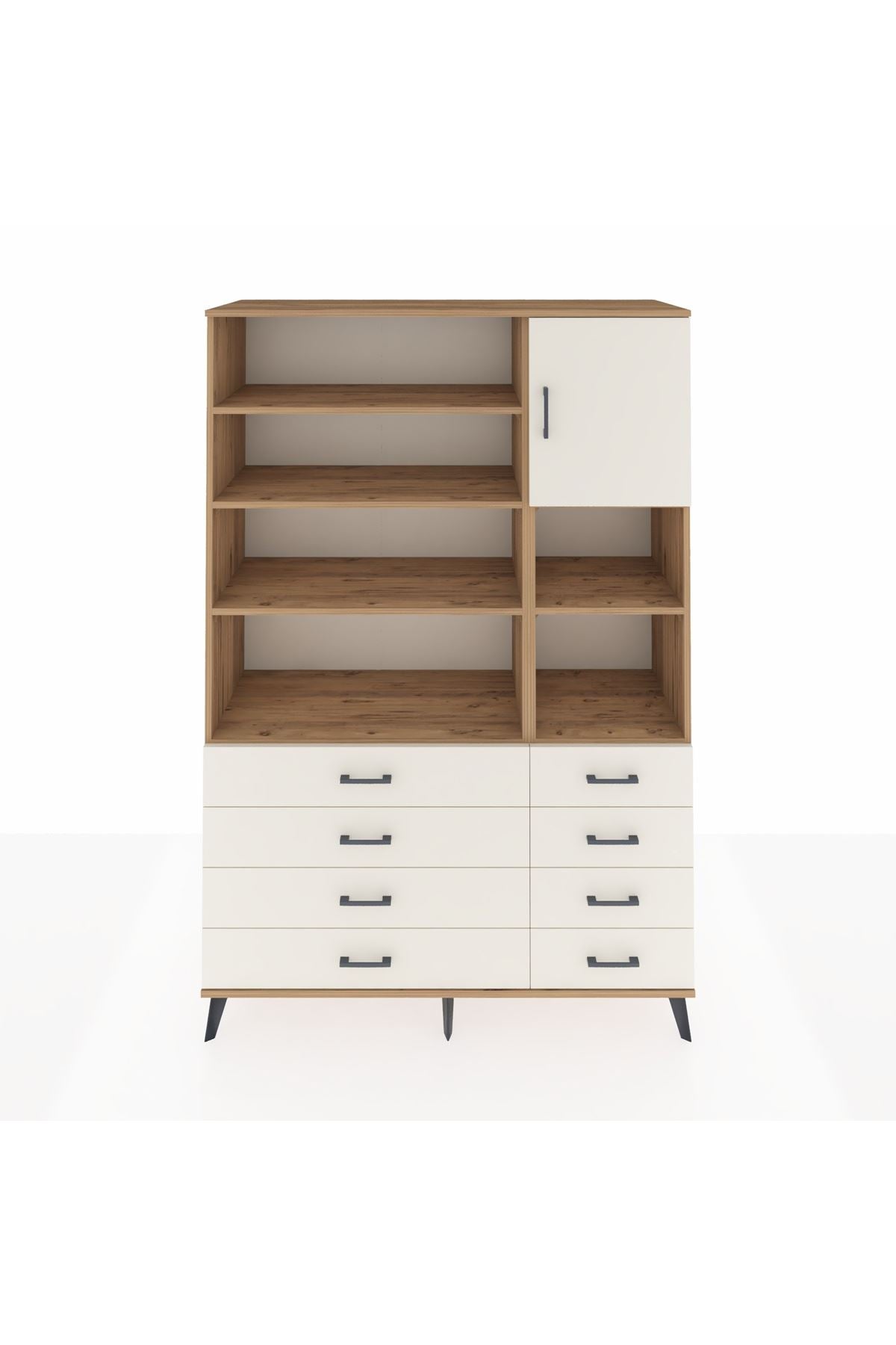 Hyperion Dolap 8 Raflı 8 Çekmeceli Tek Kapaklı  132x44x195 Çam-Aytaşı/Aytaşı