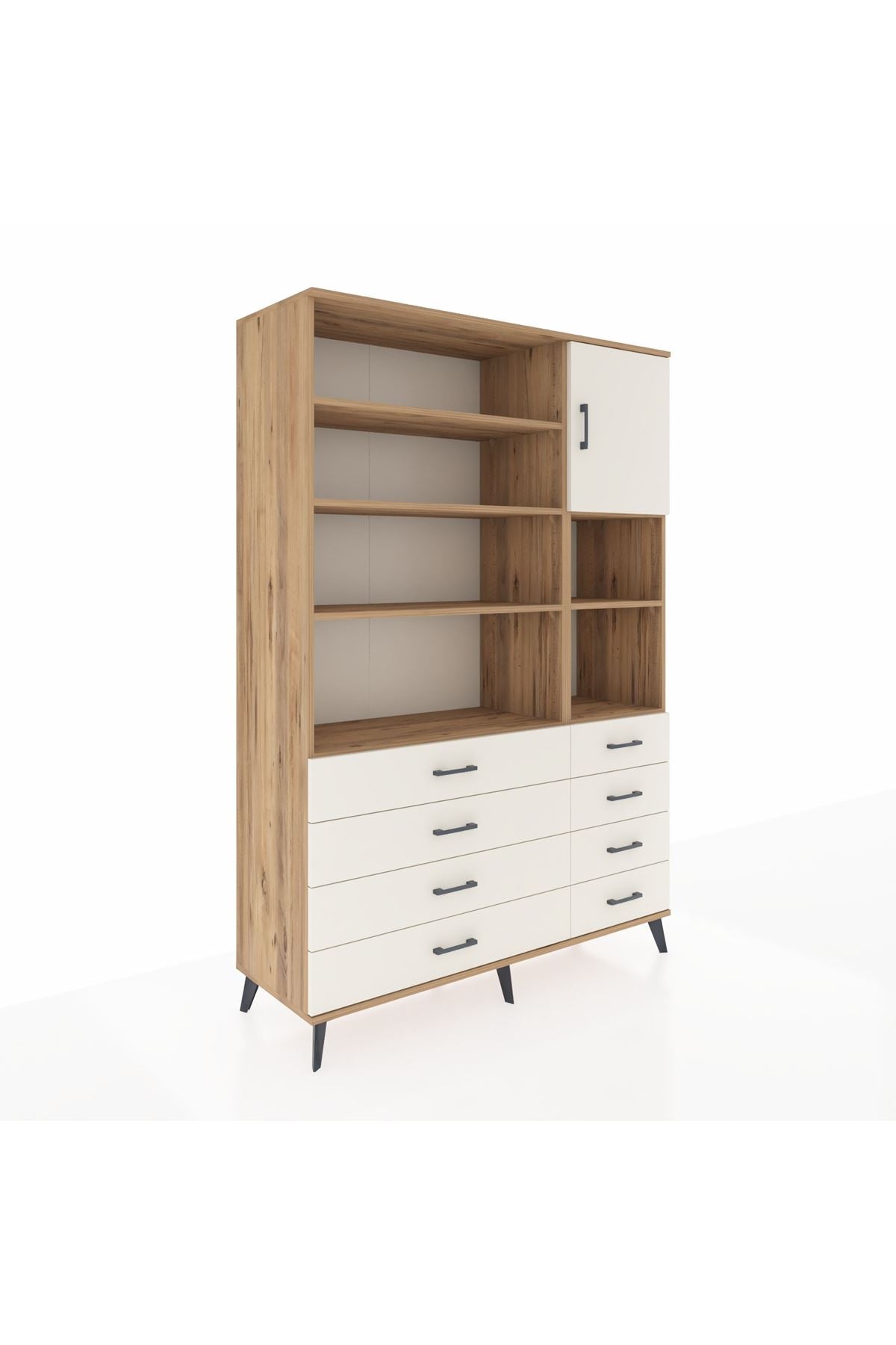 Hyperion Dolap 8 Raflı 8 Çekmeceli Tek Kapaklı  132x44x195 Çam-Aytaşı/Aytaşı