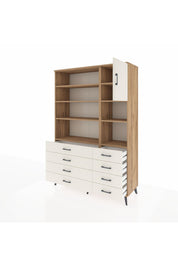 Hyperion Dolap 8 Raflı 8 Çekmeceli Tek Kapaklı  132x44x195 Çam-Aytaşı/Aytaşı