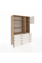 Hyperion Dolap 8 Raflı 8 Çekmeceli Tek Kapaklı  132x44x195 Çam-Aytaşı/Aytaşı