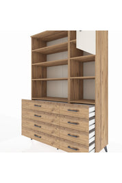 Hyperion Dolap 8 Raflı 8 Çekmeceli Tek Kapaklı  132x44x195 Çam-Aytaşı/Çam
