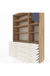 Hyperion Dolap 8 Raflı 8 Çekmeceli Tek Kapaklı  132x44x195 Çam-Antrasit/Aytaşı