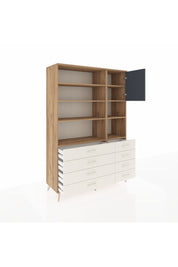 Hyperion Dolap 8 Raflı 8 Çekmeceli Tek Kapaklı  132x44x195 Çam-Antrasit/Aytaşı