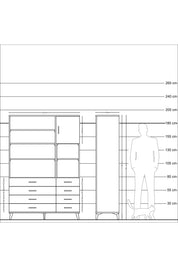Hyperion Dolap 8 Raflı 8 Çekmeceli Tek Kapaklı  132x44x195 Çam-Antrasit/Çam