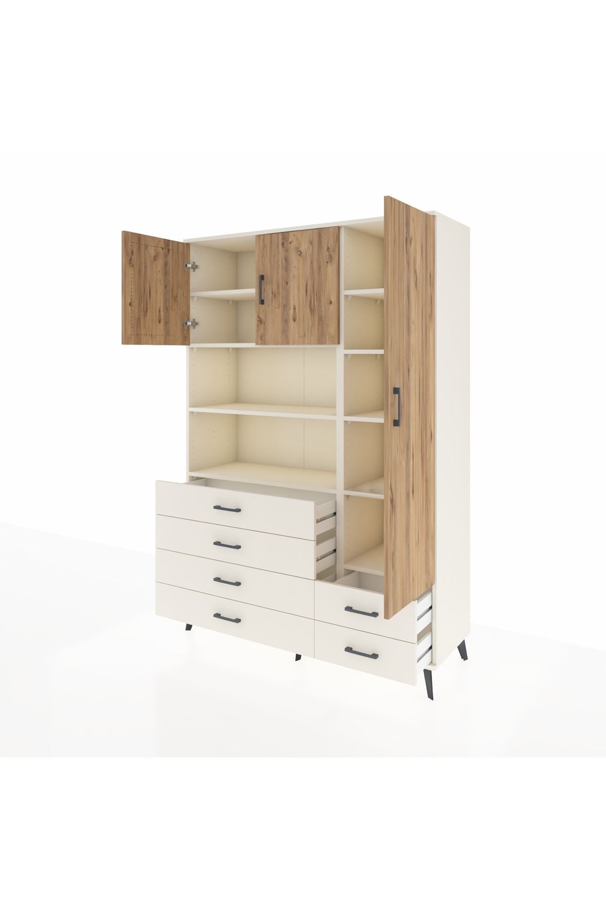 Hyperion Dolap 9 Raflı 6 Çekmeceli 3 Kapaklı 132x44x195 Aytaşı-Çam/Aytaşı