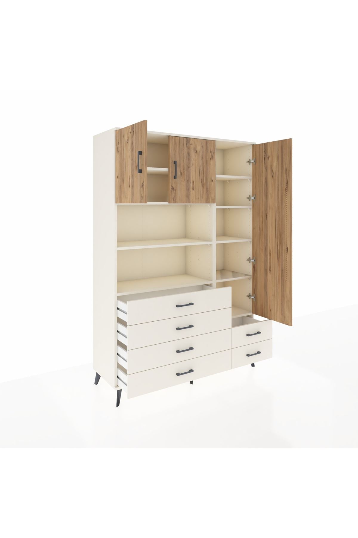 Hyperion Dolap 9 Raflı 6 Çekmeceli 3 Kapaklı 132x44x195 Aytaşı-Çam/Aytaşı