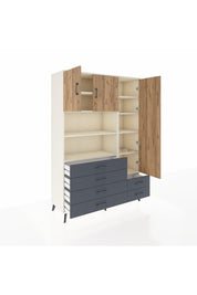 Hyperion Dolap 9 Raflı 6 Çekmeceli 3 Kapaklı 132x44x195 Aytaşı-Çam/Antrasit